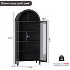Pensile ad arco per dispensa con ante in vetro, 5 ripiani, nero/blu/noce/bianco, singolo