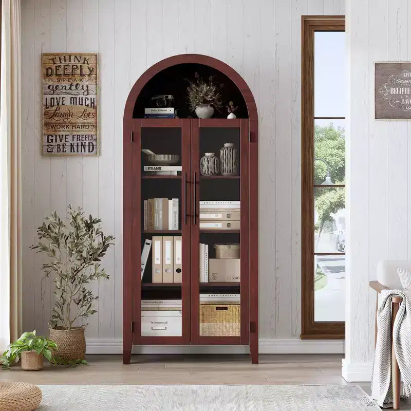 Pensile ad arco per dispensa con ante in vetro, 5 ripiani, nero/blu/noce/bianco, singolo