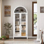 Pensile ad arco per dispensa con ante in vetro, 5 ripiani, nero/blu/noce/bianco, singolo