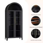Pensile ad arco per dispensa con ante in vetro, 5 ripiani, nero/blu/noce/bianco, singolo