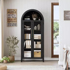 Pensile ad arco per dispensa con ante in vetro, 5 ripiani, nero/blu/noce/bianco, singolo