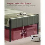 Struttura letto singolo imbottita in beige cappuccino/verde foresta per 1 persona