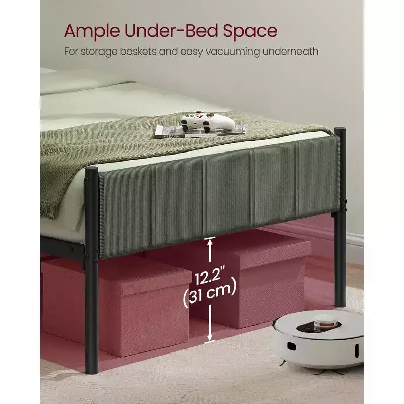 Struttura letto singolo imbottita in beige cappuccino/verde foresta per 1 persona