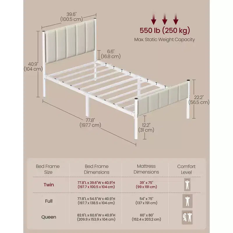 Struttura letto singolo imbottita in beige cappuccino/verde foresta per 1 persona
