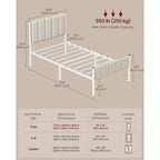 Struttura letto singolo imbottita in beige cappuccino/verde foresta per 1 persona