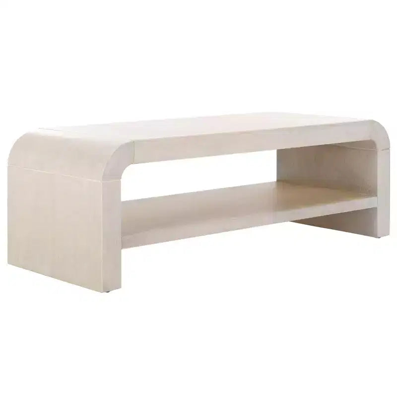 Tavolino da caffè curvo a 1 ripiano, colore nero/marrone/bianco sporco, 1 pezzo