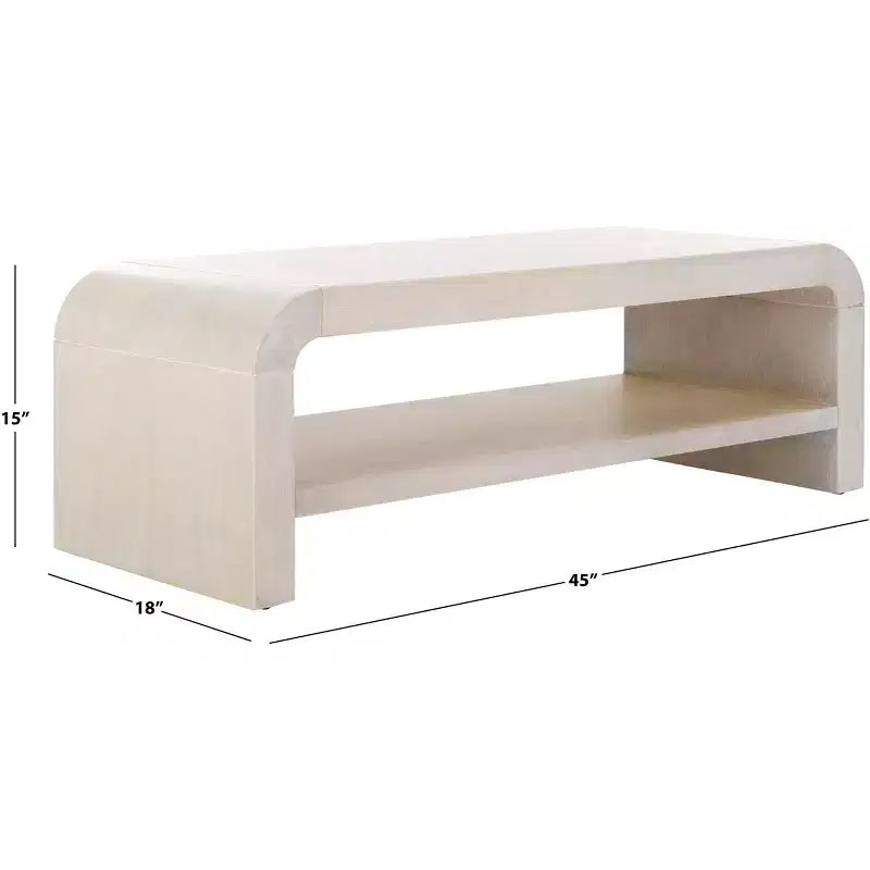 Tavolino da caffè curvo a 1 ripiano, colore nero/marrone/bianco sporco, 1 pezzo