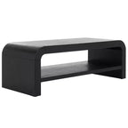 Tavolino da caffè curvo a 1 ripiano, colore nero/marrone/bianco sporco, 1 pezzo