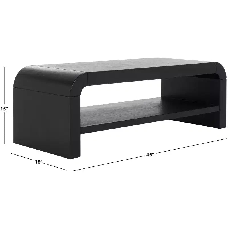 Tavolino da caffè curvo a 1 ripiano, colore nero/marrone/bianco sporco, 1 pezzo