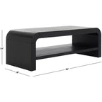 Tavolino da caffè curvo a 1 ripiano, colore nero/marrone/bianco sporco, 1 pezzo