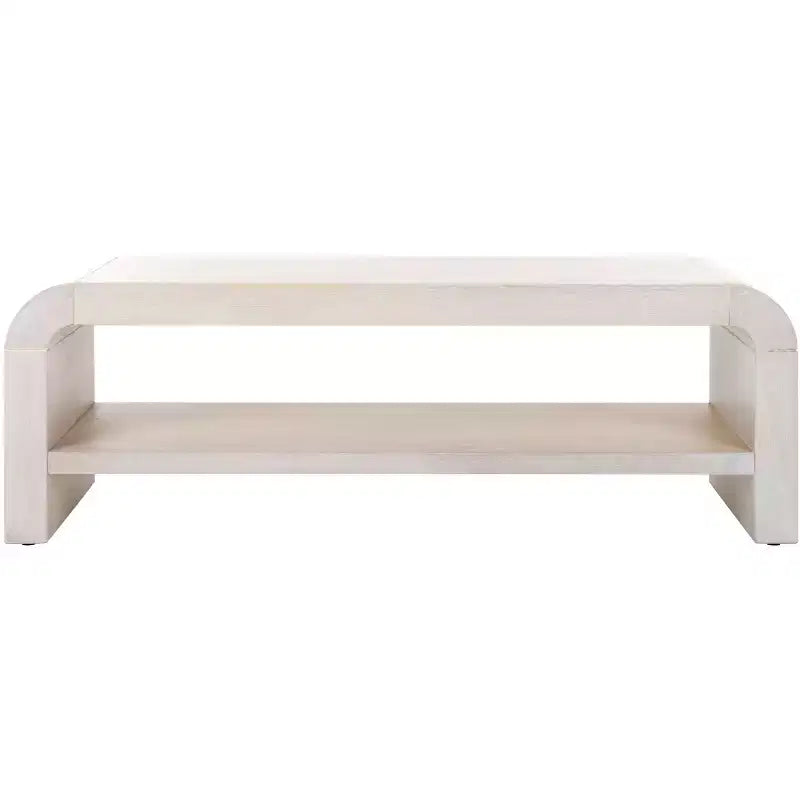 Tavolino da caffè curvo a 1 ripiano, colore nero/marrone/bianco sporco, 1 pezzo