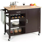 Costway 4-Tier Wood Kitchen Island Trolley Cart Storage Cabinet w/ Rack & Drawer