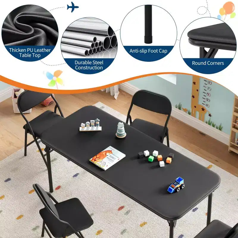 Tavolo pieghevole per attività in beige/nero/grigio per un massimo di 6 persone, rettangolare