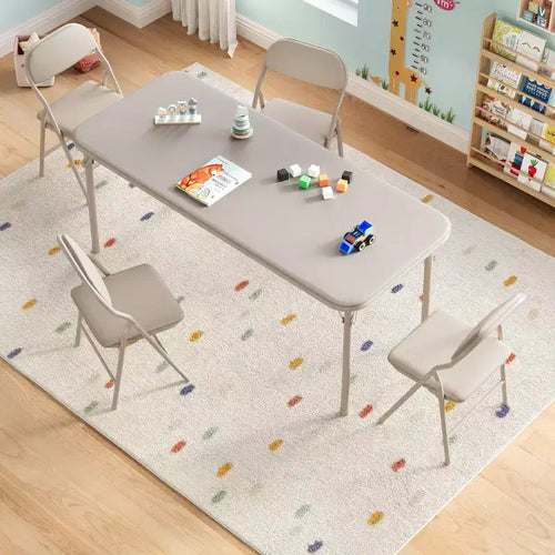 Tavolo pieghevole per attività in beige/nero/grigio per un massimo di 6 persone, rettangolare