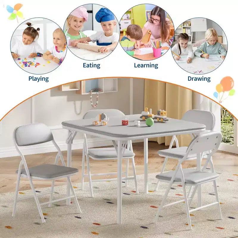 Tavolo pieghevole per attività in beige/nero/grigio per un massimo di 6 persone, rettangolare