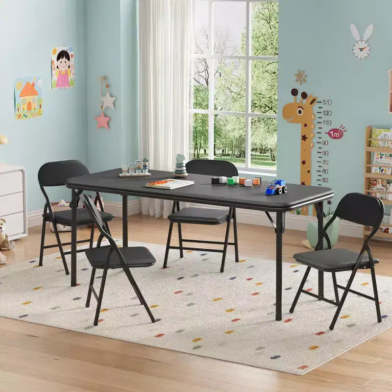 Tavolo pieghevole per attività in beige/nero/grigio per un massimo di 6 persone, rettangolare