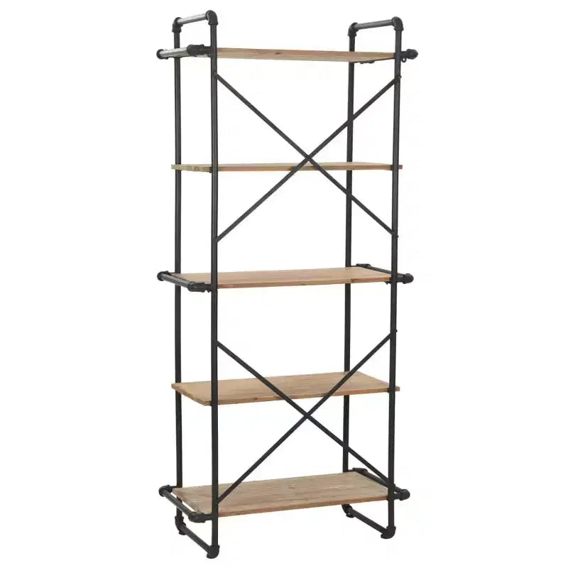 Scaffale industriale marrone e nero, 5 ripiani, montaggio in 1 persona