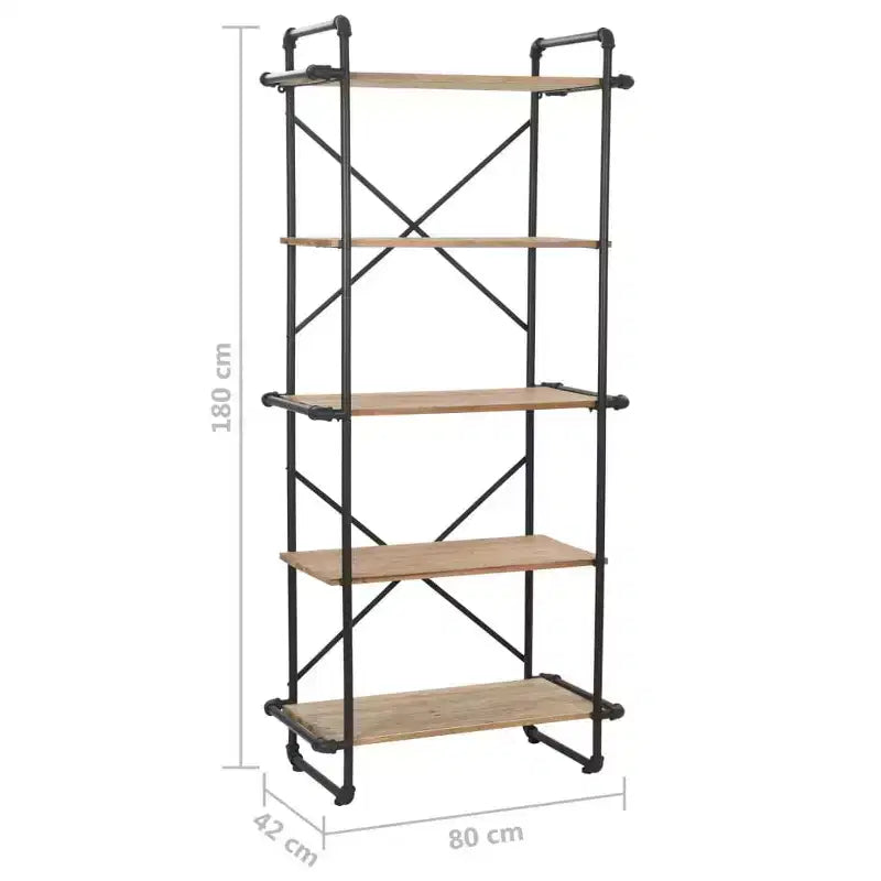 Scaffale industriale marrone e nero, 5 ripiani, montaggio in 1 persona