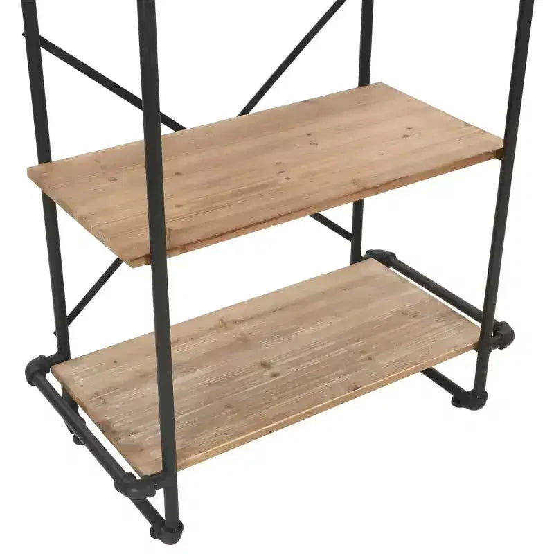 Scaffale industriale marrone e nero, 5 ripiani, montaggio in 1 persona