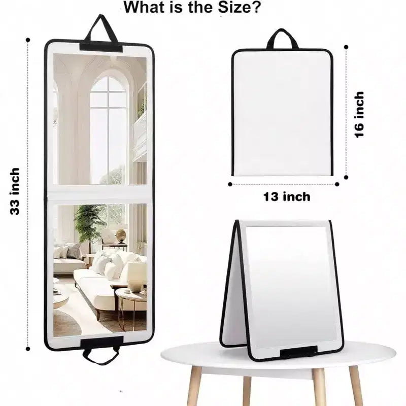 Specchio da Porta Pieghevole Bianco a Tutta Lunghezza, 33x13 pollici, 1 Persona