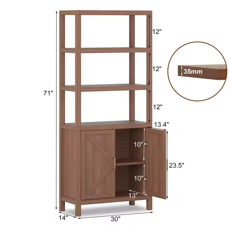 Libreria a 5 Ripiani in Rovere con Mobiletto e Cassetto, Stile Industriale Rustico, 1 Persona