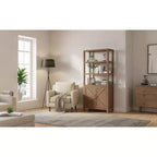 Libreria a 5 Ripiani in Rovere con Mobiletto e Cassetto, Stile Industriale Rustico, 1 Persona