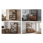 Libreria a 5 Ripiani in Rovere con Mobiletto e Cassetto, Stile Industriale Rustico, 1 Persona