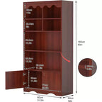 Libreria a onda a 5 ripiani, Noce/Bianco, altezza 160 cm, per una persona