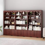 Libreria a onda a 5 ripiani, Noce/Bianco, altezza 160 cm, per una persona