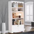 Libreria a onda a 5 ripiani, Noce/Bianco, altezza 160 cm, per una persona